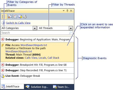 Debugging with IntelliTrace in Visual Studio 2010
